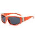 Sporty sunglasses with a vibrant orange frame and dark grey UV protective lenses - Regular / Standard (13% VAT) Orange Frame Grey Lenses