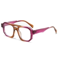 Retro double-bridge oversized sunglasses with purple and amber gradient transparent frame - Purple Frame Clear Lens