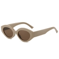 Fashionable khaki oval cat-eye sunglasses with wide temples and dark brown protective lenses - Regular / Standard (Incl. 13% VAT) Khaki Frame Tea Lenses