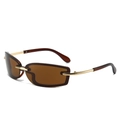 Lunettes de soleil carrées Y2K avec verres marrons et monture en métal doré - Monture Or Thé Verres Thé