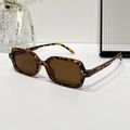 Classic tortoise shell square sunglasses with dark brown lenses and metal rivet details - Leopard Frame / Tea Lens