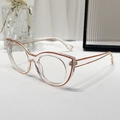 Occhiali anti-luce blu cat-eye trasparenti con bordo interno arancione per donna - Montatura Arancione