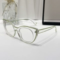 Occhiali da vista cat-eye anti-luce blu con montatura trasparente e bordi verdi - Montatura Verde