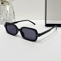 Classic black rectangular sunglasses with dark grey lenses and silver stud details - Black Frame Black Grey Lens
