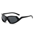 Futuristische Y2K Sonnenbrille im Cat-Eye-Stil mit unregelmäßigem Rahmen und Gläsern - Schwarzer Rahmen Graue Gläser