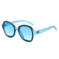 Occhiali da sole oversize alla moda con lenti blu sfumate e montatura bicolore - Montatura Blu Trasparente Lente Blu