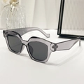 Fashionable translucent grey oversized sunglasses with dark lenses for women - Regular / Grey Frame Grey Lens