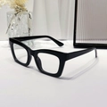 Stylish square black thick frame glasses with minimalist retro cat-eye outline - Glossy Black Frame