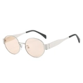 Retro oval sunglasses with silver metal frame and light pink translucent lenses - Regular / Standard Silver Frame Light Tea Lenses (Incl. 13% Tax)