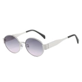 Modern oval sunglasses with purple gradient lenses and slim silver metal frames - Regular / Standard (Incl. 13% VAT) Silver Frame Grey & Pink Lenses