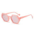 Fashionable pink hexagonal polygon sunglasses with lightweight plastic frame for women - Pink Frame Silver Mirror
