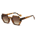 Modern hexagonal tortoiseshell sunglasses with brown gradient lenses for men and women - Leopard Frame Gradient Brown Lens