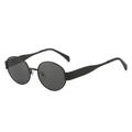 Lunettes de soleil ovales vintage avec verres gris et monture en métal noir mat - Monture Noire Verres Gris