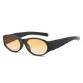 Occhiali da sole ovali neri con lenti sfumate arancioni per un look street stile retrò - Montatura Nera Lenti Arancioni Sfumate