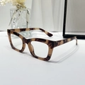 Retro square tortoiseshell eyewear frame with polished finish and blue light blocking lens - Cream Tortoiseshell Frame