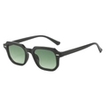 Square black frame sunglasses with green gradient lenses and silver rivet accents - Black Frame Green Lens