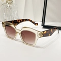 Champagne transparent sunglasses with tortoiseshell temples and gradient brown lenses - Regular / Champagne Frame / Tea Lens