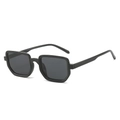 Modern square black sunglasses with chunky resin frames and dark gray UV lenses - Black Frame Grey Lens