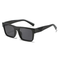 Classic black square frame sunglasses with dark lenses and UV protection for driving - Black Frame Grey Lens