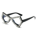 Montatura per occhiali quadrata oversize con cristalli in finitura nero classico - Montatura Nera / Strass Bianco