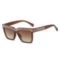 Oversized square brown sunglasses with crystal-encrusted frames and gradient lenses - Tea Frame Gradient Tea Lens