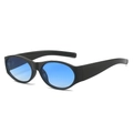 Occhiali da sole ovali con montatura nera e lenti blu sfumate dal design trendy e chic - Montatura Nera Lenti Sfumate Blu