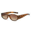 Retro oval sunglasses with leopard tortoise frame and brown gradient lenses for women and men - Leopard Frame Gradient Brown Lens