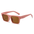 Pink square frame sunglasses with dark brown lenses and UV protection for women - Pink Frame Tea Lens