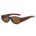 Retro oval sunglasses with translucent dark brown frames and matching lenses - Tea Frame Tea Lens