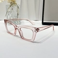 Occhiali quadrati moderni rosa trasparente con struttura spessa in resina premium - Rosa
