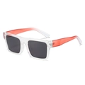 Square oversized sunglasses with red gradient frames and dark grey UV lenses - White Frame Gray Lens