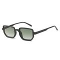 Square black sunglasses with light green gradient lenses in a minimalist retro style - Black Frame Gradient Green Lens