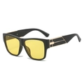 Fashionable black frame sunglasses with bright yellow lenses and golden side accents - Regular / Black Frame Yellow Lens