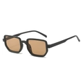 Retro black square sunglasses with light brown lenses and thick frame design - Black Frame Light Tea Lens