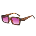 Rectangular tortoise frame sunglasses with gradient pink lenses and thick PA temples - Leopard Frame Purple Lens