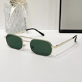 Lunettes de soleil vintage à double pont en métal doré avec verres ovales vert foncé - Monture Dorée Verres Vert Foncé