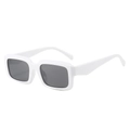 Retro square white sunglasses with dark polarized lenses and a bold rectangle frame - White Frame Gray Lens