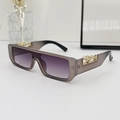 Square sunglasses with grey transparent frame and golden leopard hinge accent - Grey Frame Grey Lens