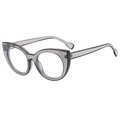 Occhiali cat-eye oversize anti luce blu con montatura grigio trasparente in vista laterale - Grigio fumo