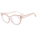 Montatura occhiali cat-eye oversize moderna con dettagli arancioni e finitura trasparente - Rosso Rosa Trasparente