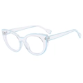 Occhiali cat-eye oversize alla moda con montatura trasparente e sottili linee blu - Blu Trasparente