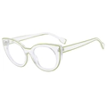 Montatura occhiali cat-eye trasparente con dettagli verdi di tendenza da donna - Verde Trasparente