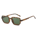 Square tortoise shell sunglasses with dark green lenses in a stylish 45-degree side view - Regular / Regular (Incl. 13% VAT) Leopard Print Frame Dark Green Lenses