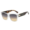 Lunettes de soleil carrées oversize avec monture transparente et branches en écaille de tortue - Standard / Monture Transparente Verres Thé Gris