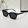 Classic black full-rim sunglasses with dark gray lenses and diamond metal accents - Bright Black Frame Grey Lens