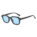 Square retro sunglasses with black frame, light blue lenses and silver rivets - Black Frame Blue Lens