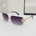 Frameless square sunglasses featuring gradient purple lenses and gold butterfly accents - Gold Frame Gradient Gray Lens