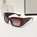 Retro rectangle sunglasses in brown translucent frame with wide gold-tone ring temples - Tea Frame Gradient Tea Lens