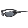 Y2K punk style wraparound sports sunglasses with black polished frames for outdoor activities - Black Frame Grey Lens