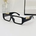 Retro black rectangular sunglasses featuring luxurious golden 3D cheetah ornaments - Black Frame Clear Lenses
